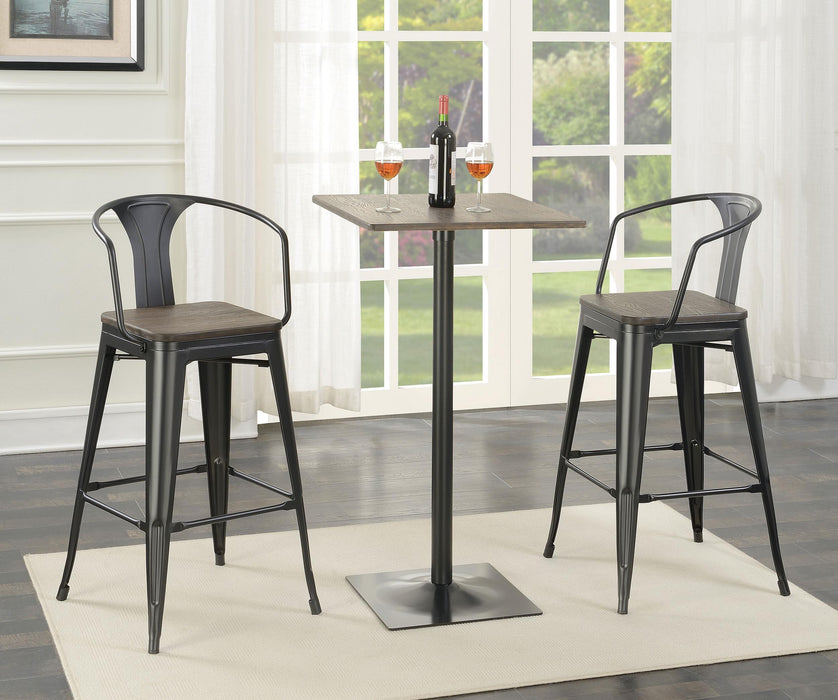 Cavalier 3-piece Square Bar Table Set Dark Elm and Black - Jax Mattress (Jacksonville, FL)