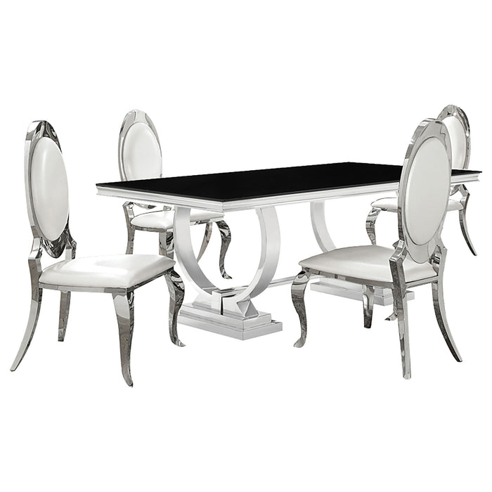 Antoine Rectangular Glass Top Dining Set Chrome - Jax Mattress (Jacksonville, FL)