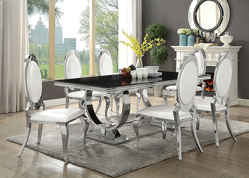 Antoine Rectangular Glass Top Dining Set Chrome - Jax Mattress (Jacksonville, FL)