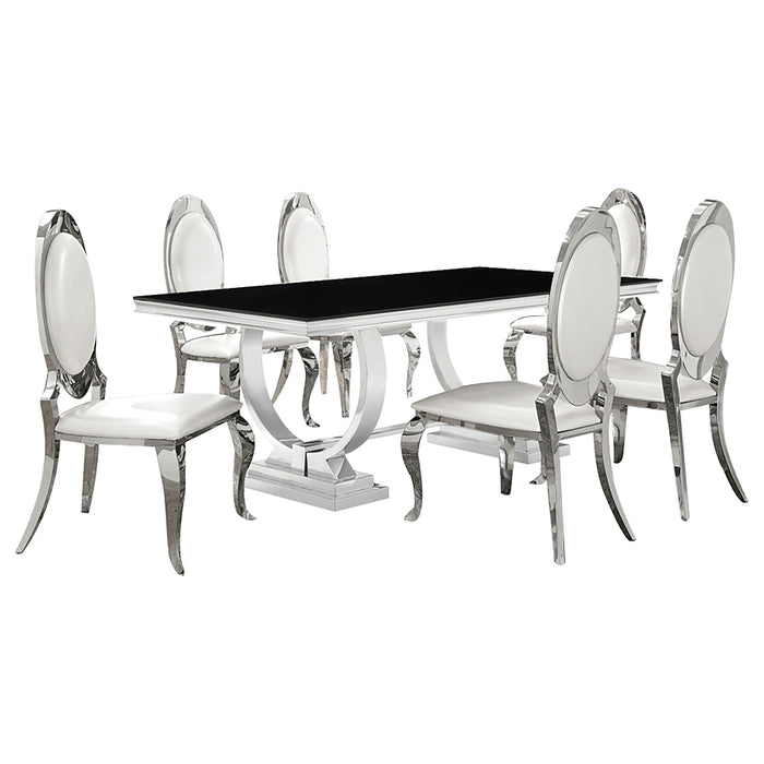 Antoine Rectangular Glass Top Dining Set Chrome - Jax Mattress (Jacksonville, FL)