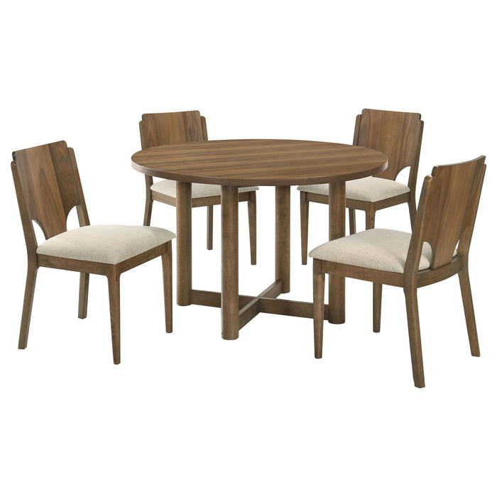 Crestmore 5-piece 46-inch Round Wood Dining Table Set Walnut - Jax Mattress (Jacksonville, FL)