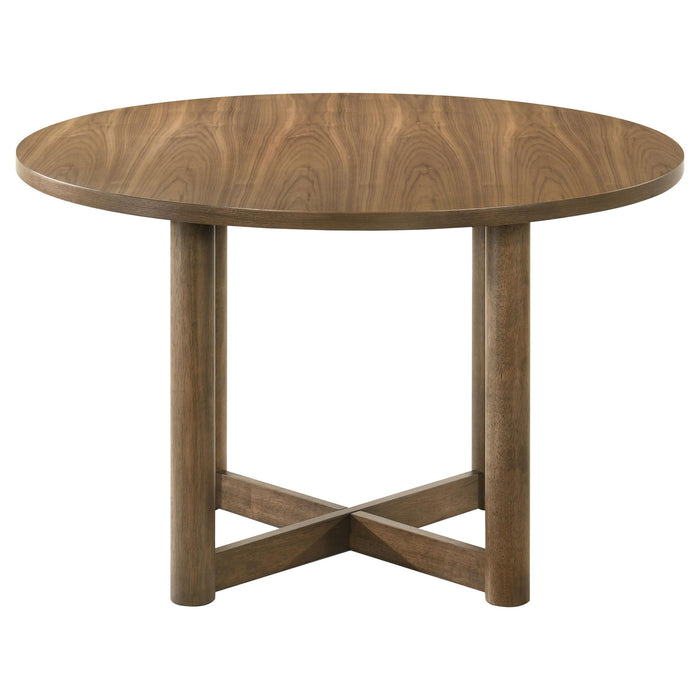 Crestmore 5-piece 46-inch Round Wood Dining Table Set Walnut - Jax Mattress (Jacksonville, FL)