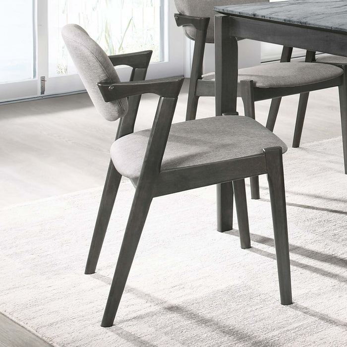 Stevie Upholstered Demi Arm Dining Side Chairs Brown Grey and Black (Set of 2) - Jax Mattress (Jacksonville, FL)