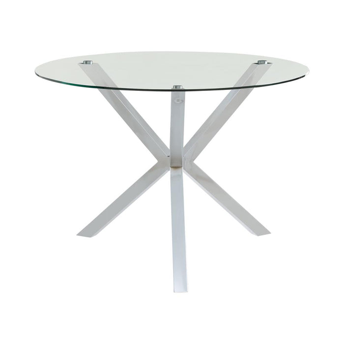 Vance Glass Top Dining Table with X-cross Base Chrome - Jax Mattress (Jacksonville, FL)