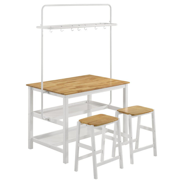 Edgeworth 3-piece Kitchen Island Counter Table Set White - Jax Mattress (Jacksonville, FL)