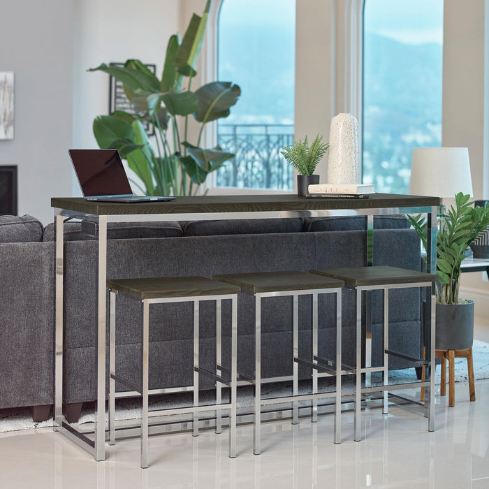 Cassidy 4-piece Rectangular Counter Height Set Dark Oak and Chrome - Jax Mattress (Jacksonville, FL)
