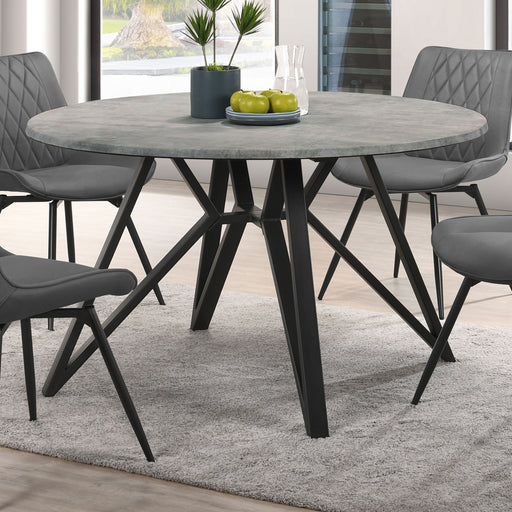Neil Round Wood Top Dining Table Concrete and Black - Jax Mattress (Jacksonville, FL)