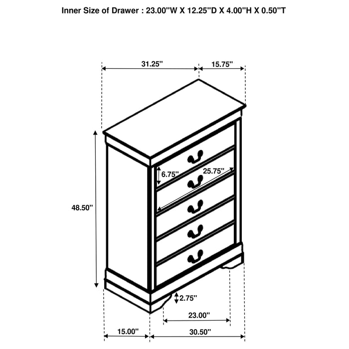 Louis Philippe 5-drawer Bedroom Chest White - Jax Mattress (Jacksonville, FL)