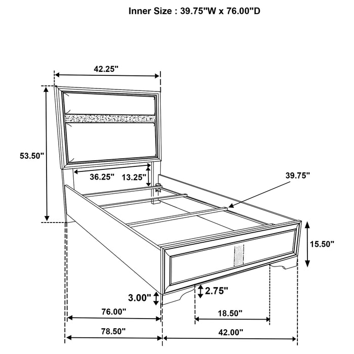 Miranda California King, E.King, Queen, Full, & Twin Bed Black & White - Jax Mattress (Jacksonville, FL)