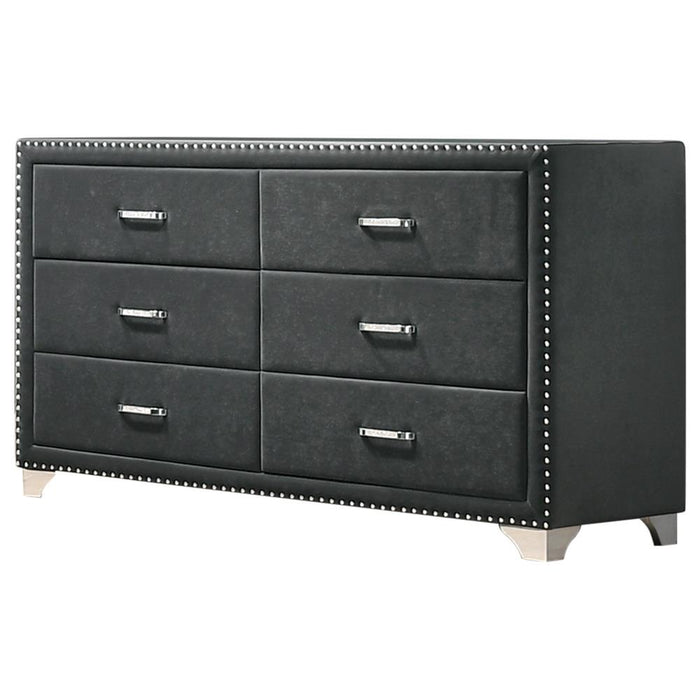 Melody 6-drawer Upholstered Dresser Grey - Jax Mattress (Jacksonville, FL)