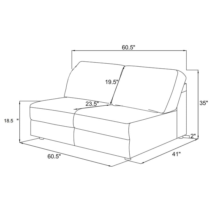 Emberson Upholstered Armless Loveseat Ivory - Jax Mattress (Jacksonville, FL)