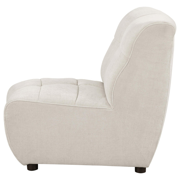 Charlotte Upholstered Curved Armless Chair Ivory - Jax Mattress (Jacksonville, FL)