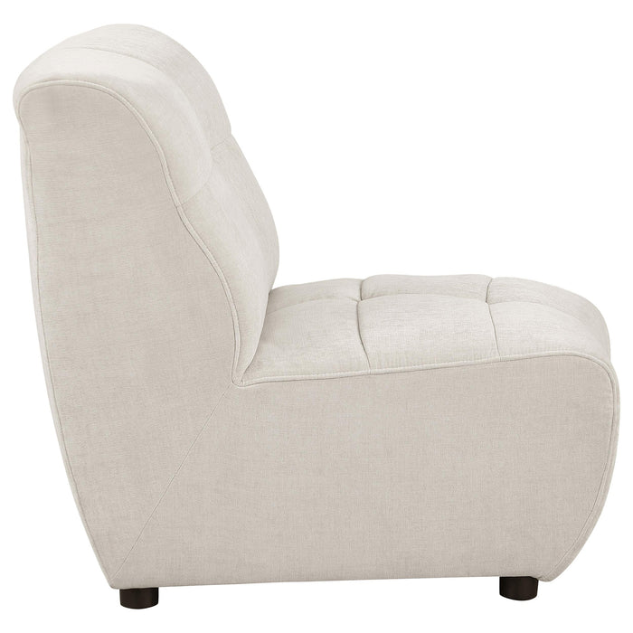 Charlotte Upholstered Curved Armless Chair Ivory - Jax Mattress (Jacksonville, FL)
