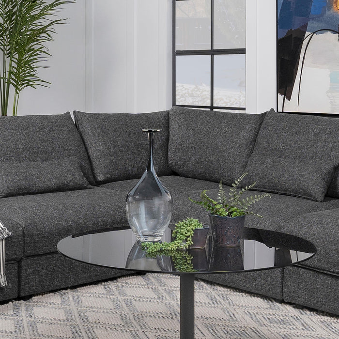 Sasha Upholstered Corner Chair Barely Black - Jax Mattress (Jacksonville, FL)