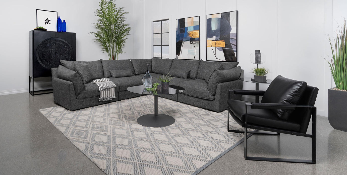 Sasha Upholstered Corner Chair Barely Black - Jax Mattress (Jacksonville, FL)