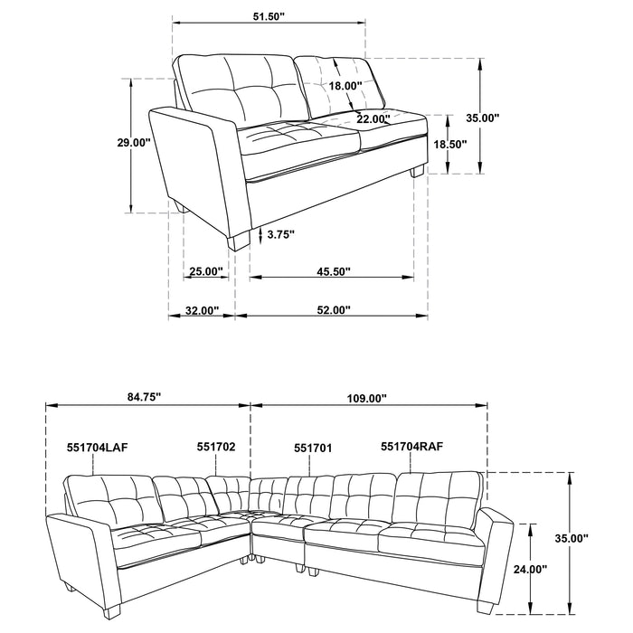 Georgina 5 Pc Stationary Sectionals Grey - Jax Mattress (Jacksonville, FL)