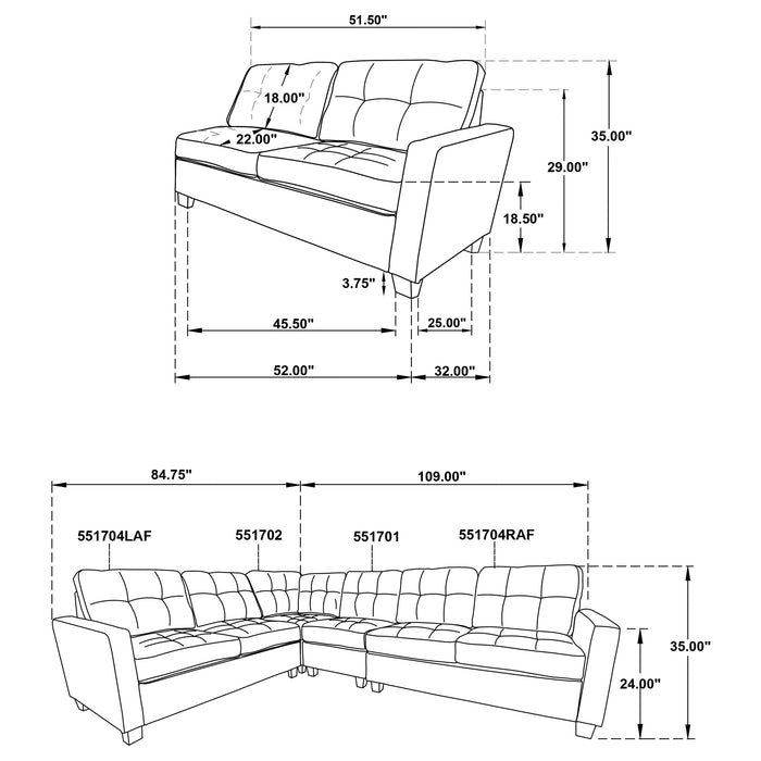 Georgina 5 Pc Stationary Sectionals Grey - Jax Mattress (Jacksonville, FL)