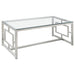 Merced Rectangle Glass Top Coffee Table Nickel - Jax Mattress (Jacksonville, FL)