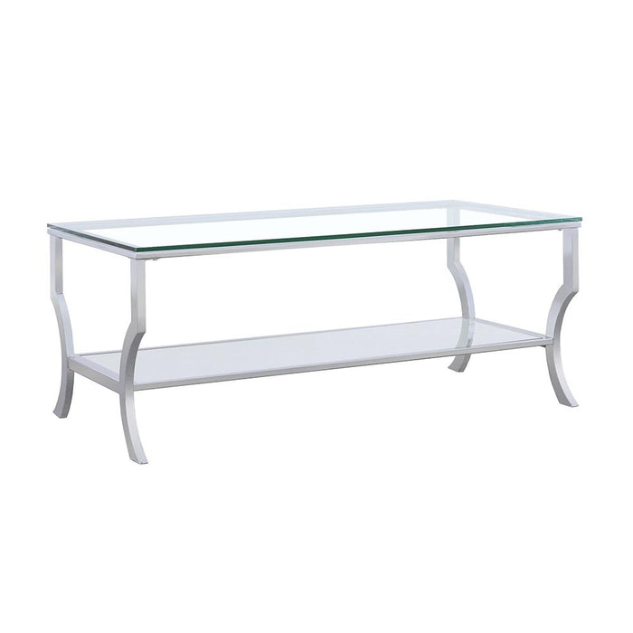 Saide Rectangular Coffee Table with Mirrored Shelf Chrome - Jax Mattress (Jacksonville, FL)