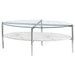 Cadee Round Glass Top Coffee Table White and Chrome - Jax Mattress (Jacksonville, FL)