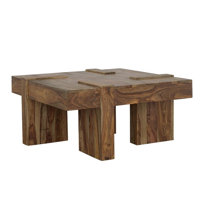Samira Wooden Square Coffee Table Natural Sheesham - Jax Mattress (Jacksonville, FL)