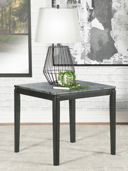 Mozzi Square End Table Faux Grey Marble and Black - Jax Mattress (Jacksonville, FL)