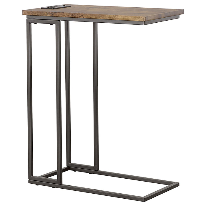 Rudy Snack Table with Power Outlet Gunmetal and Antique Brown - Jax Mattress (Jacksonville, FL)