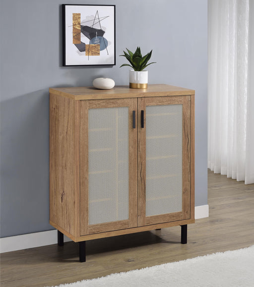 Teller 2-door Shoe Storage Cabinet Natural Oak - Jax Mattress (Jacksonville, FL)