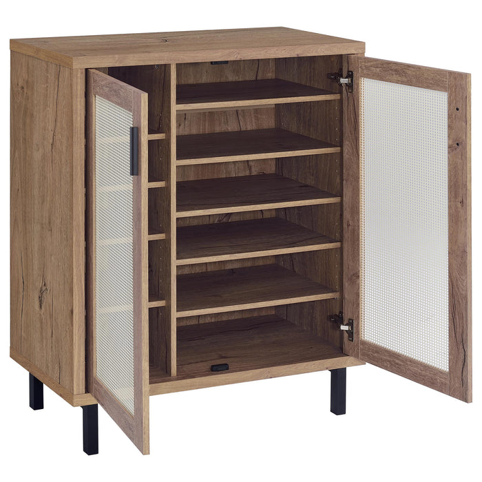 Teller 2-door Shoe Storage Cabinet Natural Oak - Jax Mattress (Jacksonville, FL)