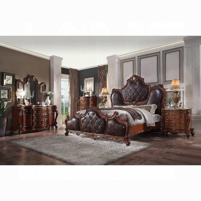 Picardy PU & Cherry Oak Queen Bed - Jax Mattress (Jacksonville, FL)