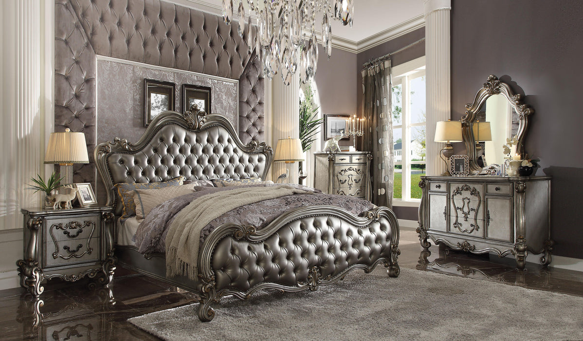 Versailles II Silver PU & Antique Platinum California King Bed - Jax Mattress (Jacksonville, FL)