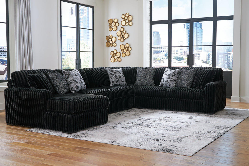 Midnight-Madness Sectional with Chaise Discounted - Jax Mattress (Jacksonville, FL)