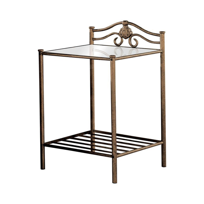 Sydney 2-shlef Nightstand Antique Brushed Gold - Jax Mattress (Jacksonville, FL)