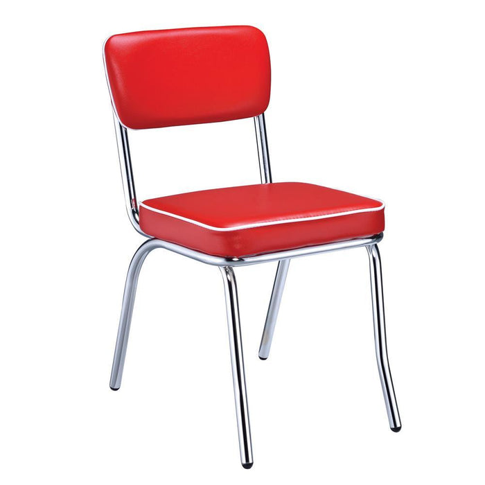 Retro Open Back Side Chairs Red and Chrome (Set of 2) - Jax Mattress (Jacksonville, FL)