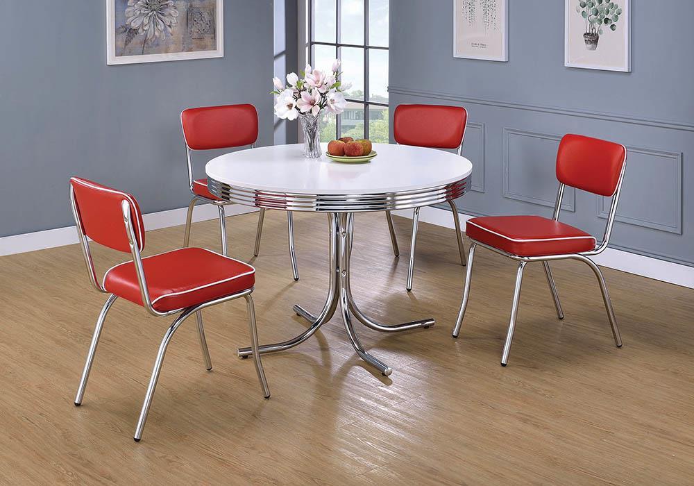 Retro Open Back Side Chairs Red and Chrome (Set of 2) - Jax Mattress (Jacksonville, FL)