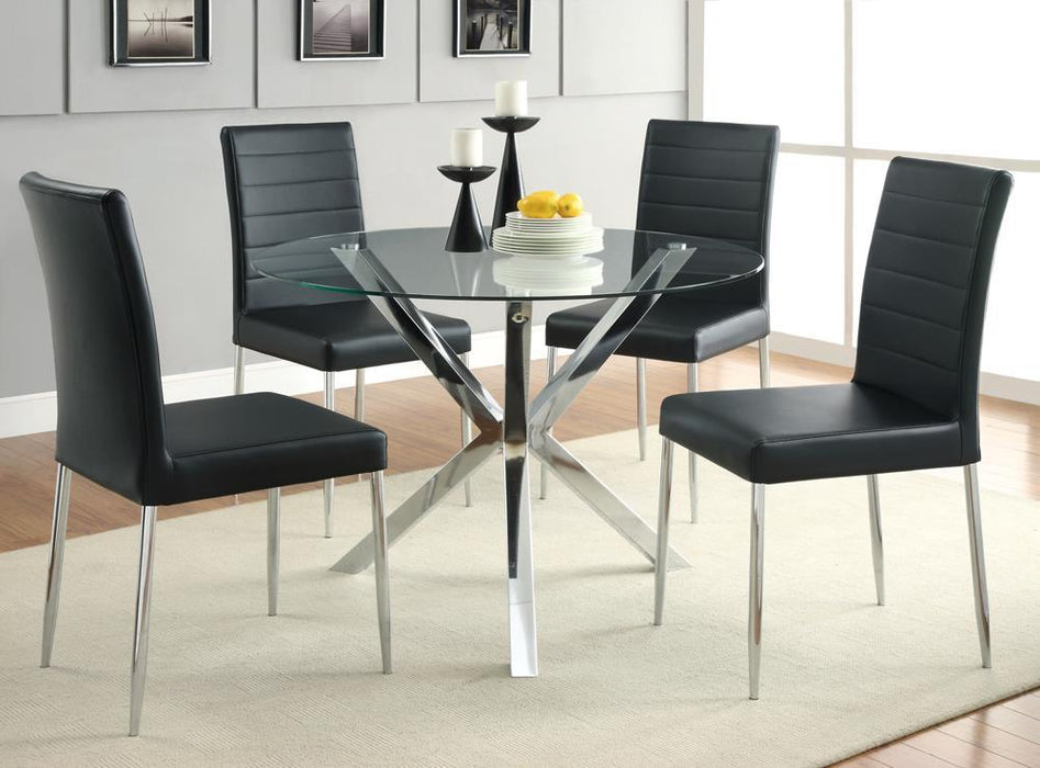 Vance Glass Top Dining Table with X-cross Base Chrome - Jax Mattress (Jacksonville, FL)