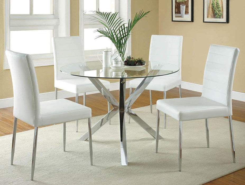 Vance Glass Top Dining Table with X-cross Base Chrome - Jax Mattress (Jacksonville, FL)