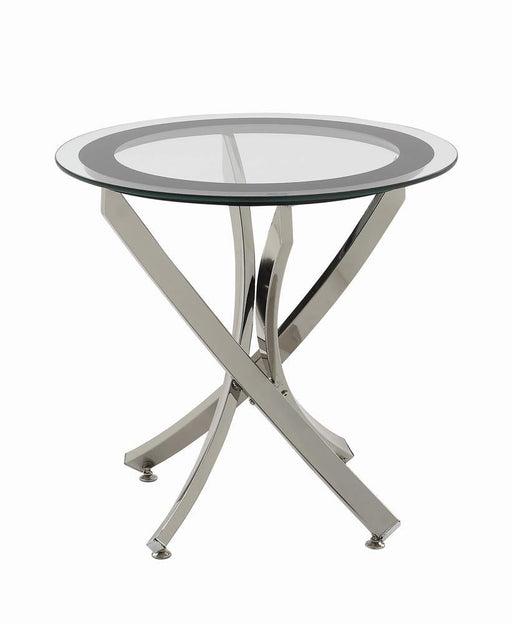 Brooke Glass Top End Table Chrome and Black - Jax Mattress (Jacksonville, FL)