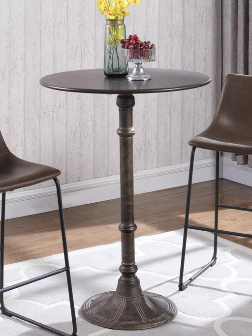 Oswego Round Bar Table Dark Russet and Antique Bronze - Jax Mattress (Jacksonville, FL)