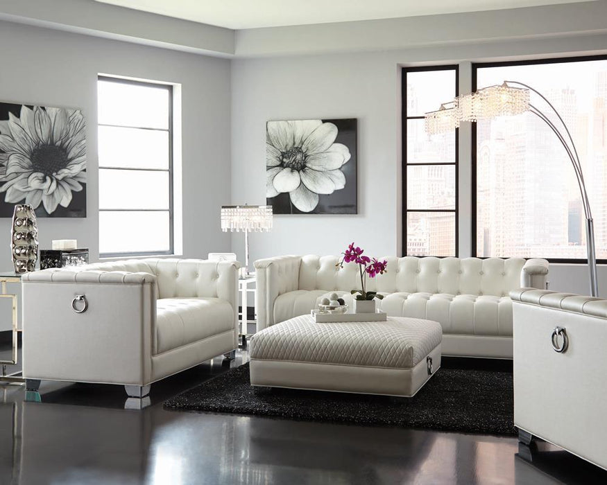 Chaviano Tufted Upholstered Sofa Pearl White - Jax Mattress (Jacksonville, FL)