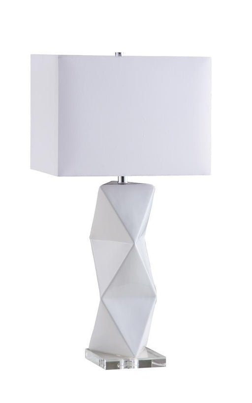 Camie Geometric Ceramic Base Table Lamp White - Jax Mattress (Jacksonville, FL)