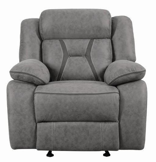 Higgins Overstuffed Upholstered Glider Recliner Grey - Jax Mattress (Jacksonville, FL)
