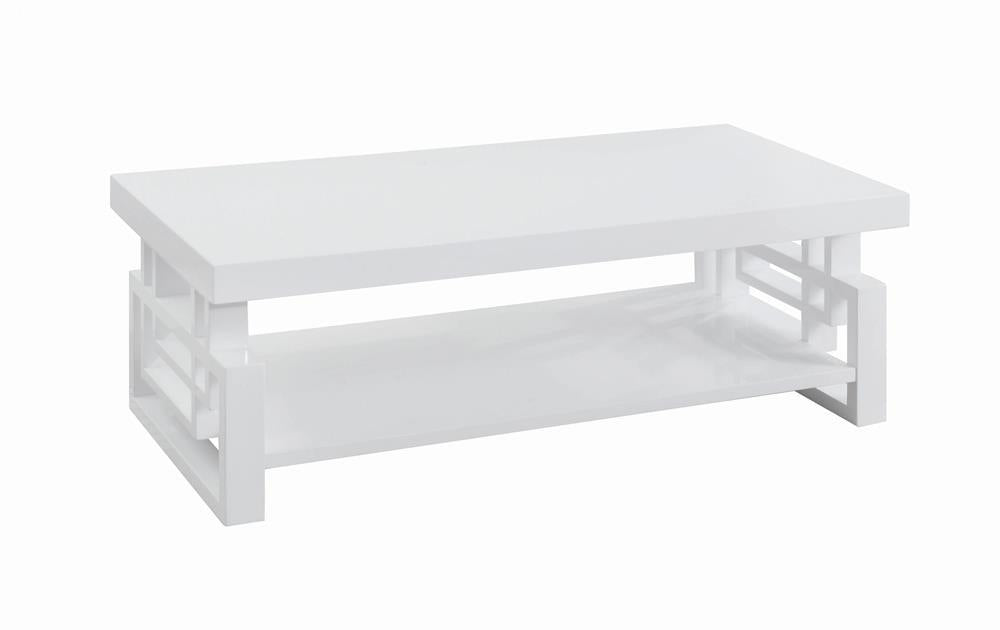 Schmitt Rectangular Coffee Table High Glossy White - Jax Mattress (Jacksonville, FL)