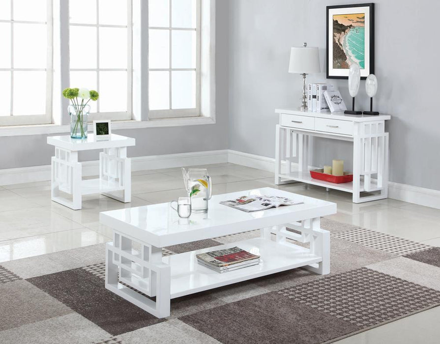Schmitt Rectangular Coffee Table High Glossy White - Jax Mattress (Jacksonville, FL)