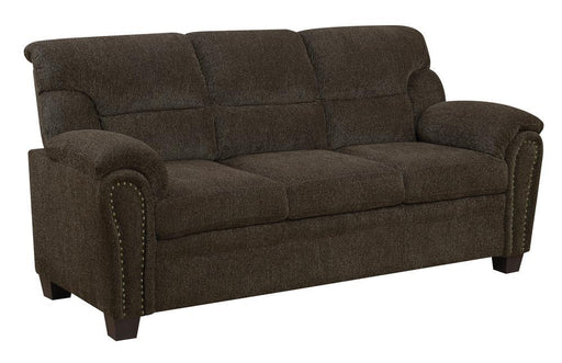 Clementine Upholstered Sofa with Nailhead Trim Brown - Jax Mattress (Jacksonville, FL)