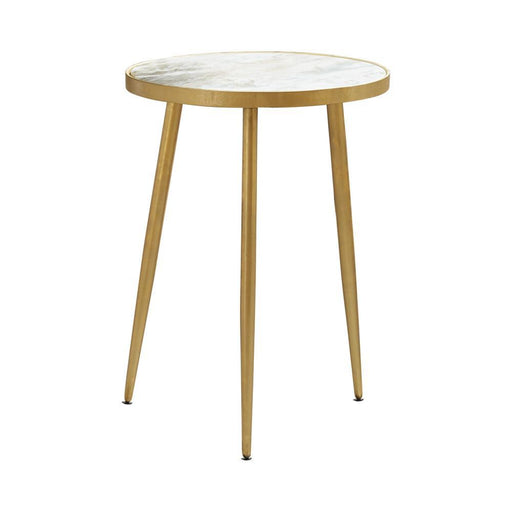 Acheson Round Accent Table White and Gold - Jax Mattress (Jacksonville, FL)