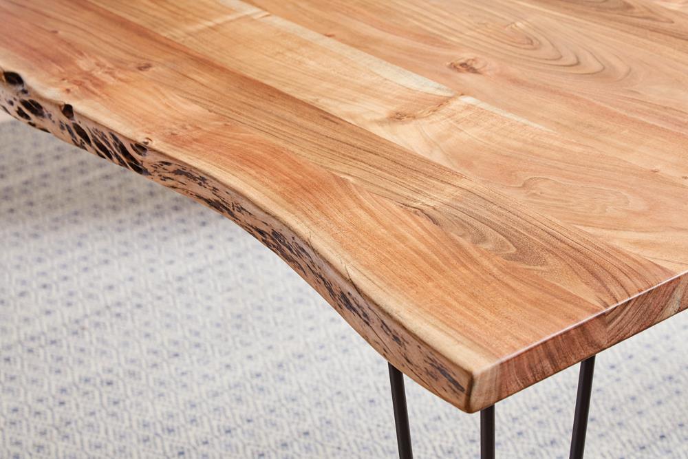 Sherman Rectangular Dining Table Natural Acacia and Matte Black - Jax Mattress (Jacksonville, FL)