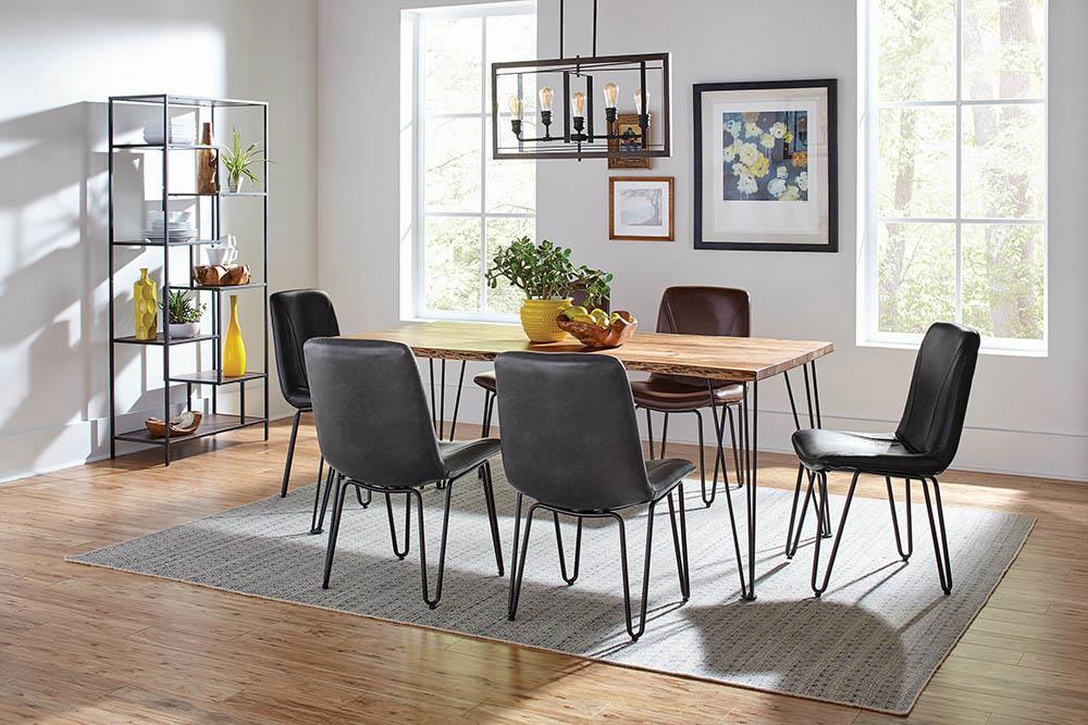 Sherman Rectangular Dining Table Natural Acacia and Matte Black - Jax Mattress (Jacksonville, FL)