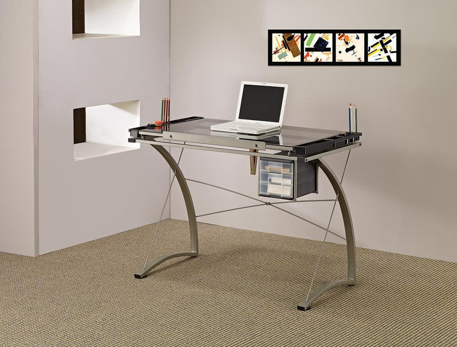 Melo 3-Drawer Drafting Desk Champagne - Jax Mattress (Jacksonville, FL)