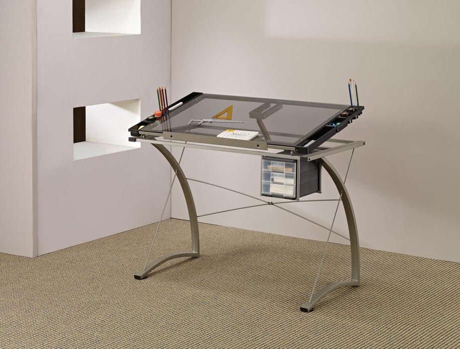 Melo 3-Drawer Drafting Desk Champagne - Jax Mattress (Jacksonville, FL)